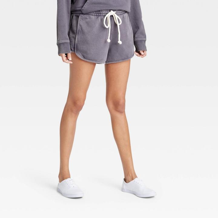 Women's Mid-rise French Terry Pull-on Shorts - Universal Thread Dark Gray