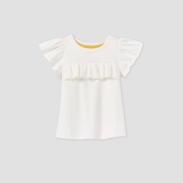 Toddler Girls' Eyelet Short Sleeve T-shirt - Cat & Jack Cream