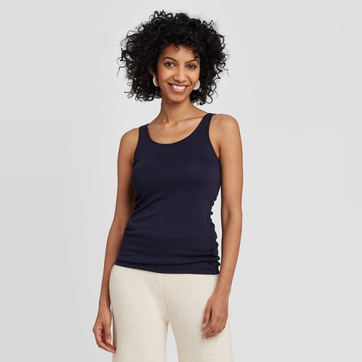 Women's Slim Fit Any Day Tank Top - A New Day Navy Xs, Women's, Blue