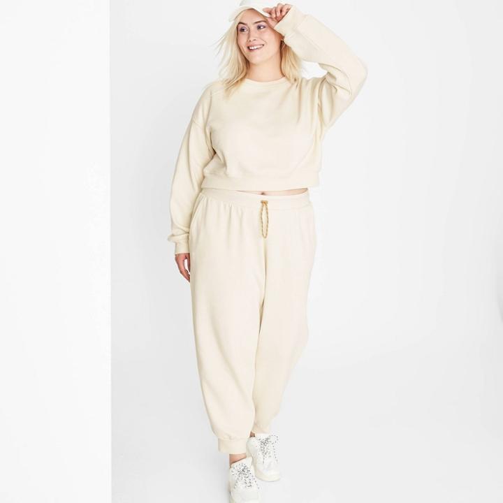 Women's Plus Size Cropped Sweatshirt - Wild Fable Cream