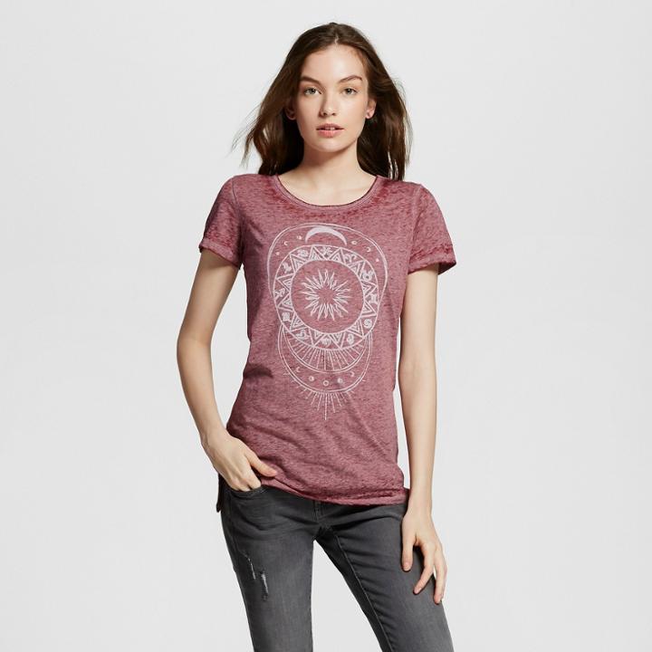 L.o.l. Vintage Women's Celestial Moonlight Graphic T-shirt Burgundy L - Lol Vintage (juniors'), Red