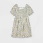 Girls' Smocked Woven Puff Sleeve Dress - Cat & Jack Blue