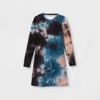 Girls' Tie-dye Long Sleeve Dress - Art Class S,