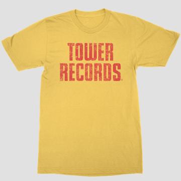 New World Sales Men's Short Sleeve Tower Records Crew T-shirt - Yellow