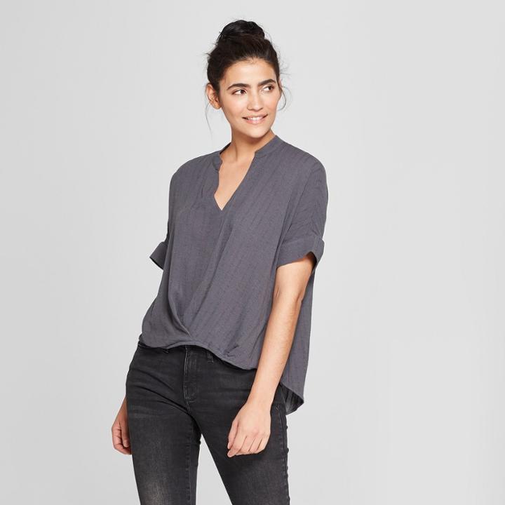 Women's Wrap Front Blouse - Universal Thread Gray