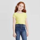 Petitegirls' Short Sleeve Ribbed Top - Art Class Yellow S, Girl's,