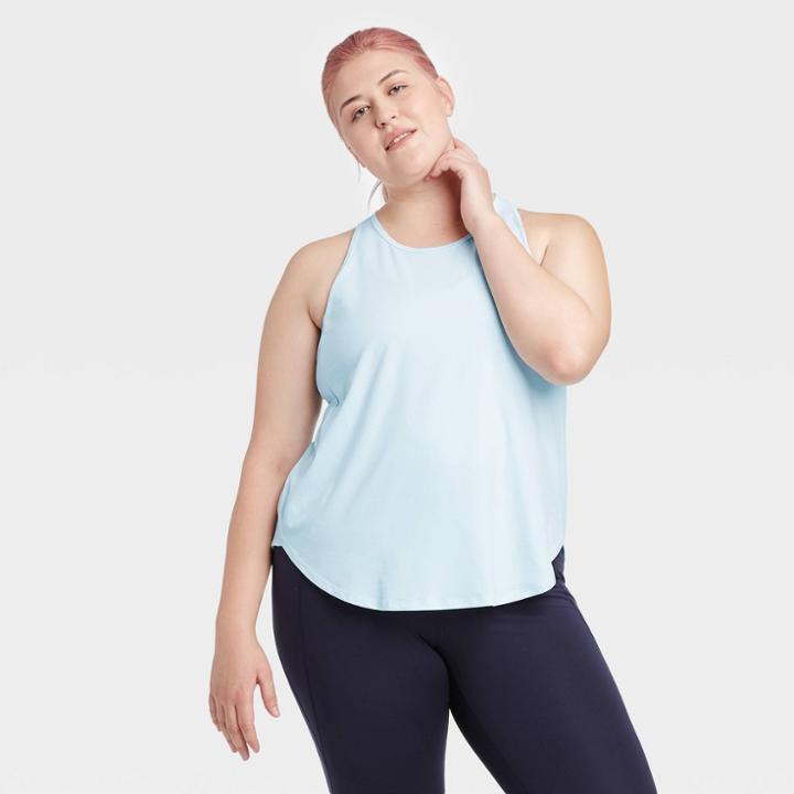 Women's Plus Size Racerback Essential Tank Top - All In Motion Light Blue 1x, Women's,