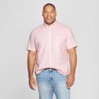 Men's Big & Tall Standard Fit Striped Short Sleeve Poplin Button-down Shirt - Goodfellow & Co Georgia Peach