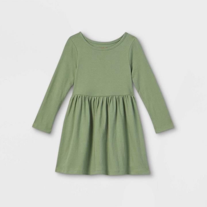 Toddler Girls' Solid Knit Long Sleeve Dress - Cat & Jack Green
