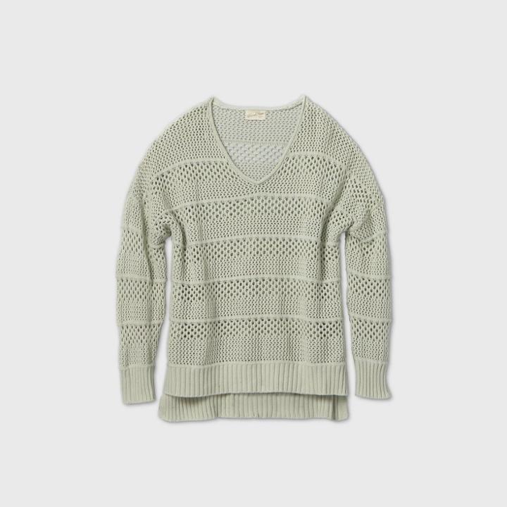Women's Plus Size Crewneck Mesh Pullover Sweater - Universal Thread Gray