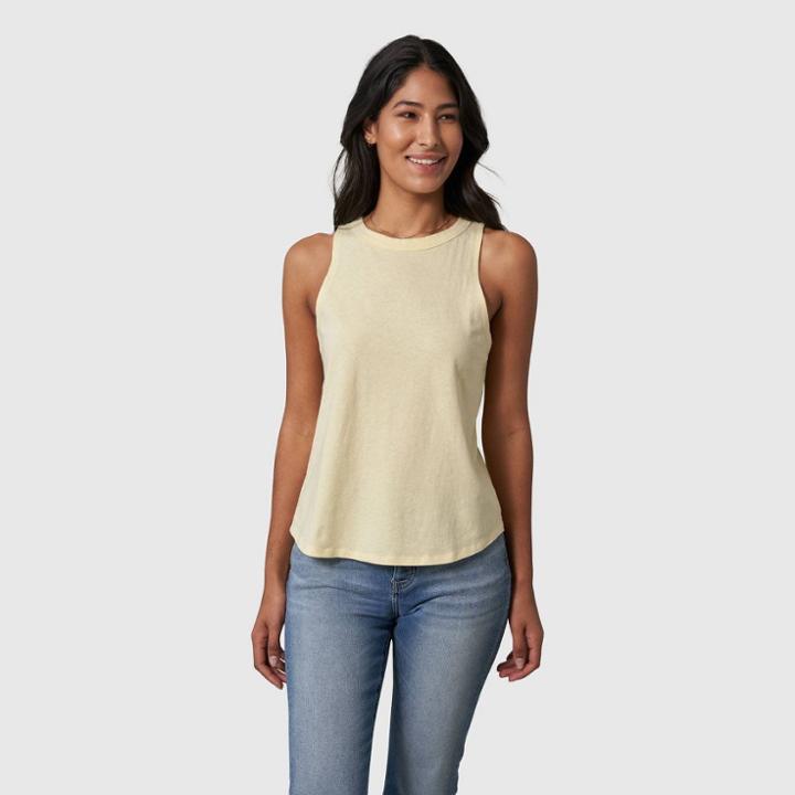 United By Blue Women's Organic High-neck Tank Top - Pale Yellow