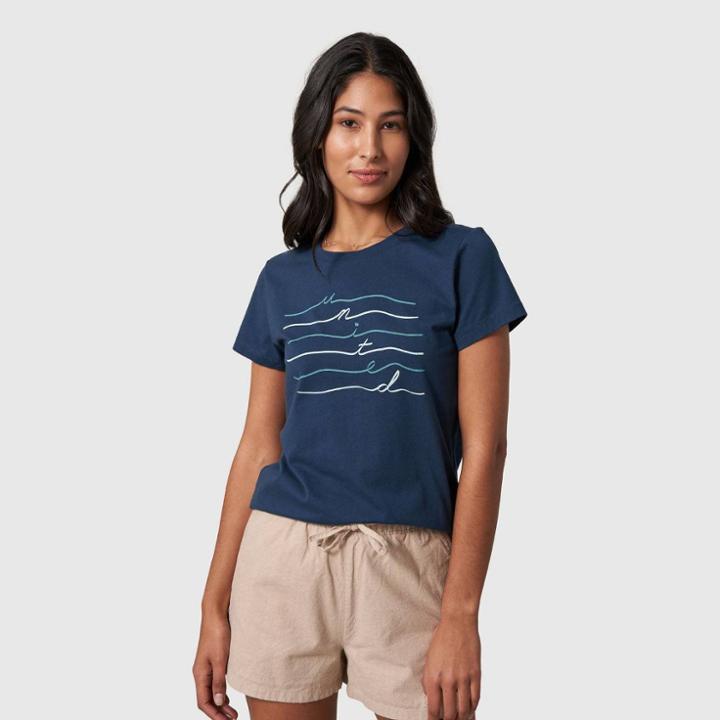 United By Blue Women's Organic Waves Graphic T-shirt - Navy