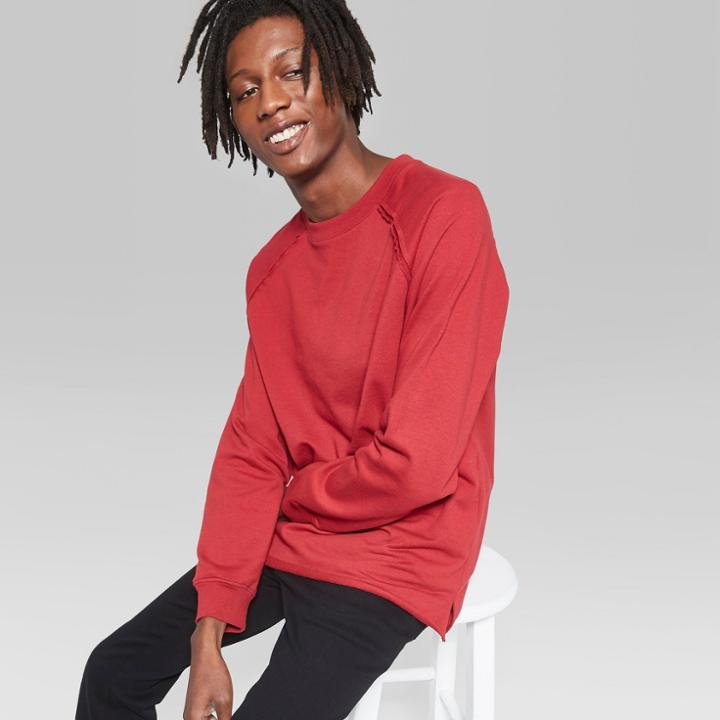 Men's Long Sleeve Raw Edge Crew Sweatshirt - Original Use Majesty Red