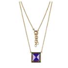 Prime Art & Jewel Color Changing 18k Gold Over Fine Silver Plated Bronze Square Thermochromic Crystal Mood Necklace