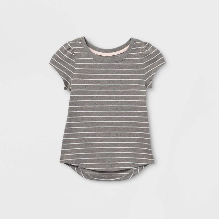 Toddler Girls' Striped Short Sleeve T-shirt - Cat & Jack Gray