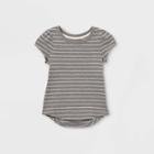 Toddler Girls' Striped Short Sleeve T-shirt - Cat & Jack Gray