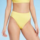 Women's Sustainably Made Ribbed High Leg High Waist Bikini Bottom - Xhilaration Yellow
