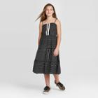 Girls' Crochet Button-front Tier Maxi Dress - Art Class S, Girl's, Size: Small,