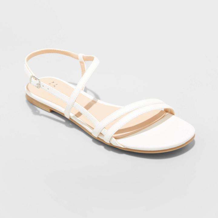 Women's Kaia Strappy Sandals - A New Day White