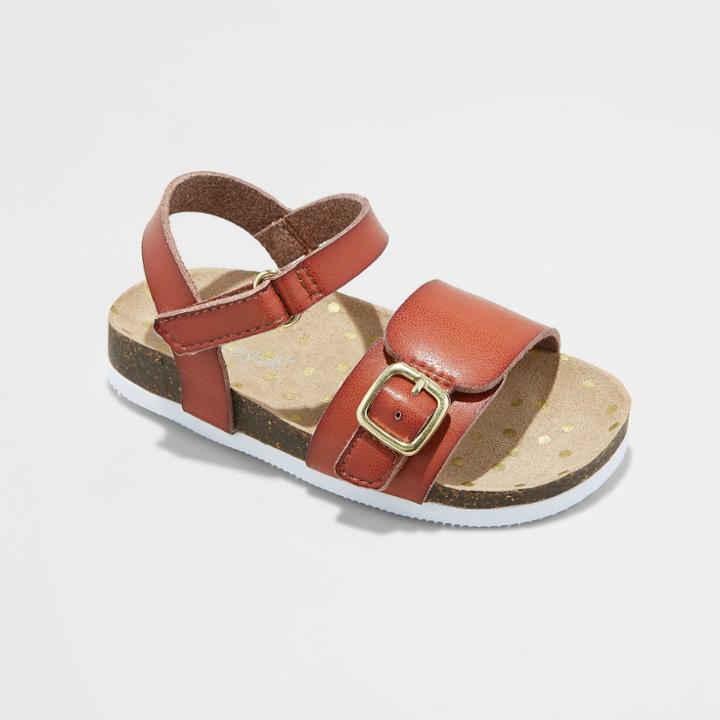 Toddler Girls' Berdie Footbed Sandals - Cat & Jack Cognac (red)