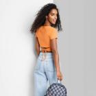 Women's Short Sleeve V-neck Back Tie Baby T-shirt - Wild Fable Orange