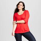 Women's Plus Size 3/4 Sleeve T-shirt - Ava & Viv Really Red