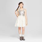 Zenzi Girls' Dressy Dress With Silver Sequin Star And Mesh Skirt -