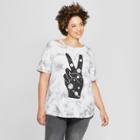 Women's Plus Size Short Sleeve Peace Galaxy Graphic T-shirt - Mighty Fine (juniors') Gray