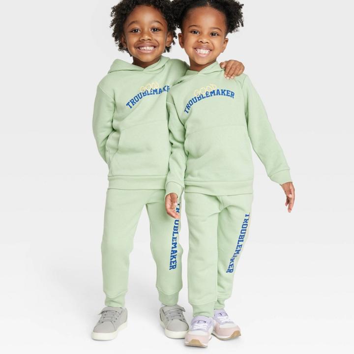 Little Giants Giant Shorties Black History Month Toddler Good Trouble Athletic Jogger Pants - Green