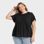Women's Plus Size Short Sleeve Pintuck T-shirt - Knox Rose Black