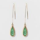 Stone Drop Hanging Earrings - A New Day Green/gold