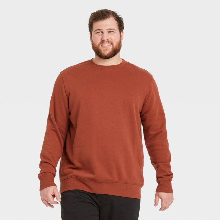 Men's Tall Standard Fit Crewneck Sweatshirt - Goodfellow & Co Brown