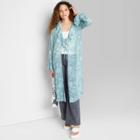 Women's Ruffle Duster Jacket - Wild Fable Aqua Green Floral Xxs