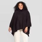 Women's Plus Turtleneck Pullover Poncho Wrap Jacket - A New Day Black One Size, Women's, Size: