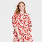 Women's Plus Size Balloon Elbow Sleeve Popover Blouse - Who What Wear Red Floral