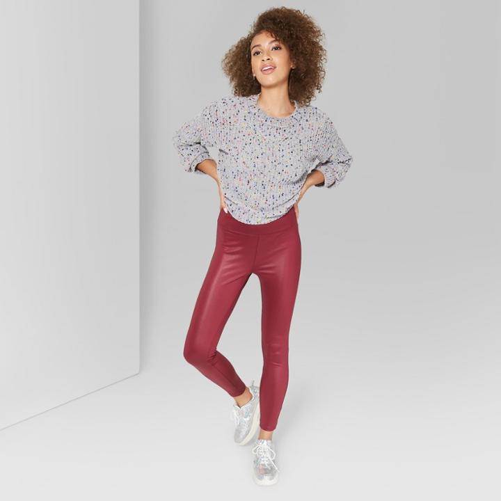 Women's High-waist Faux Leather Leggings - Wild Fable