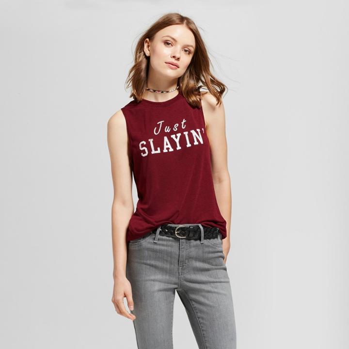 Women's Just Slayin' Graphic Tank Top Burgundy S - Modern Lux (juniors'), Red