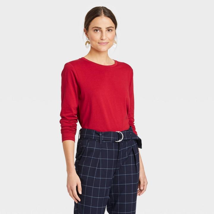 Women's Long Sleeve Supima T-shirt - A New Day Red