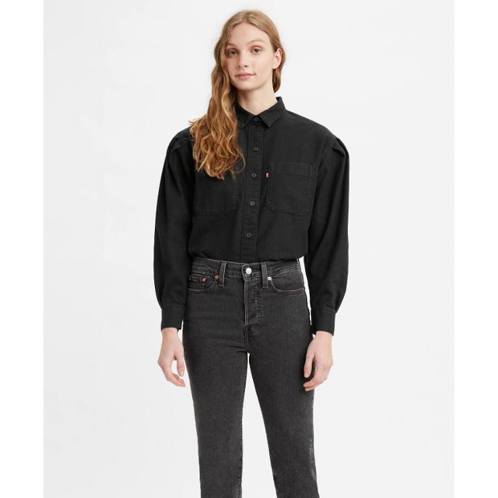 Levi's Women's Kinsley Long Sleeve Denim Button-down Shirt - Night Is Black