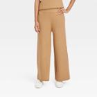 Women's High-rise Ribbed Sweater Wide Leg Pants - A New Day Brown