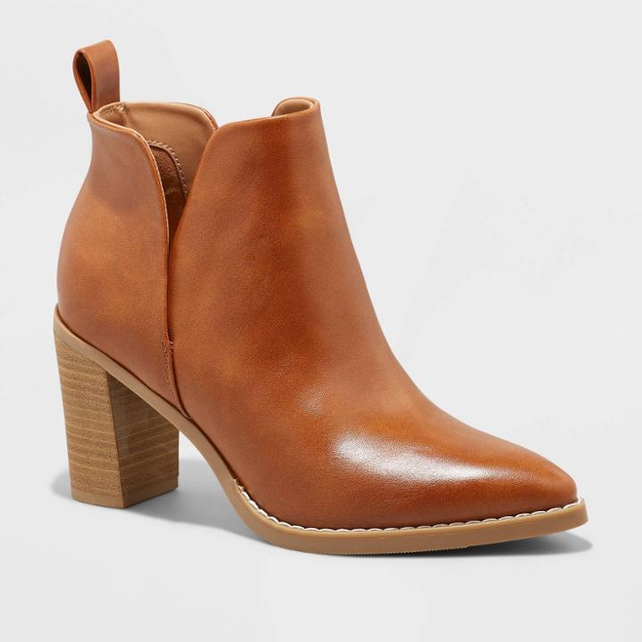 Women's Vanessa Heeled Ankle Boots - Universal Thread Cognac