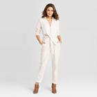 Women's Long Sleeve V-neck Cropped Boilersuit - Universal Thread Cream 0, Women's, Ivory