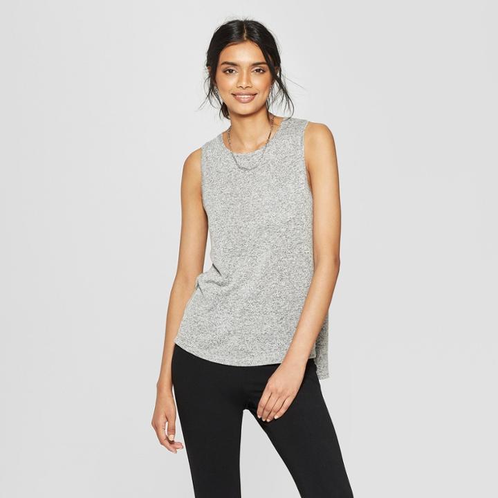 Women's Cozy Crew Neck Tank Top - A New Day Gray