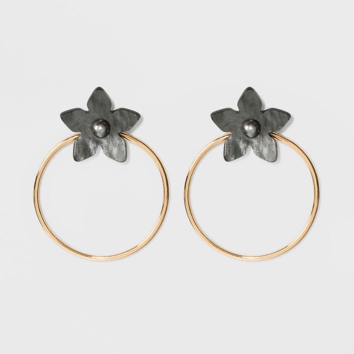 Sugarfix By Baublebar Floral Studs Hoop Earrings - Gray, Girl's