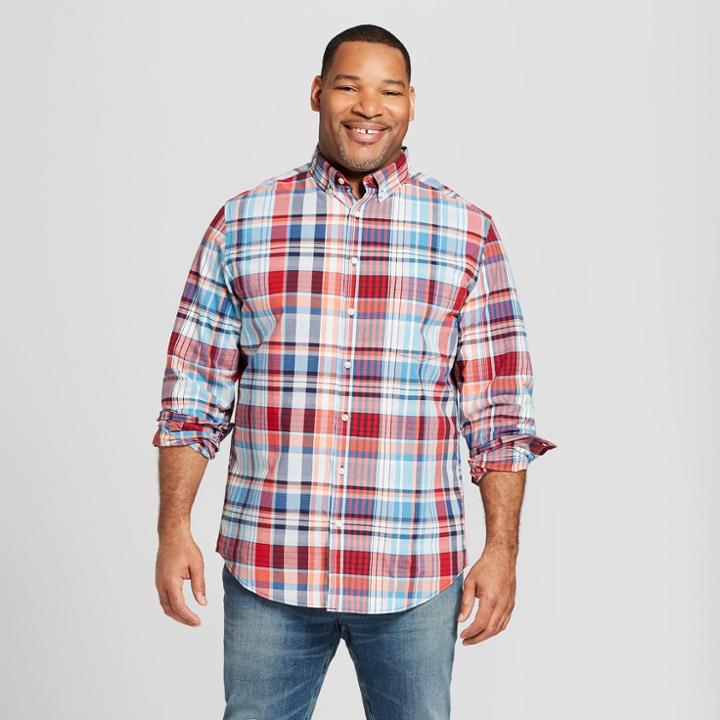 Target Men's Big & Tall Standard Fit Long Sleeve Northrop Button-down Shirt - Goodfellow & Co Ripe Red