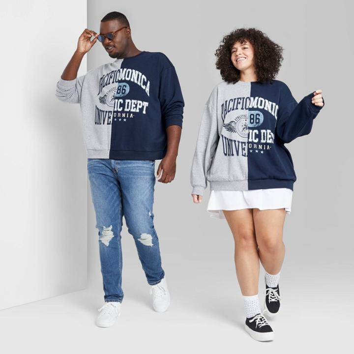 Plus Size Oversized Sweatshirt - Wild Fable Navy/gray