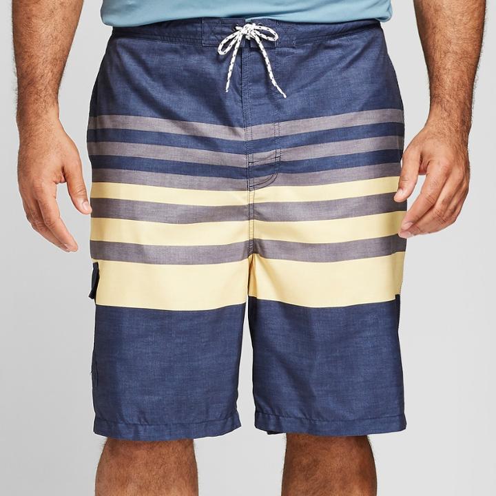 Men's Big & Tall 9 Board Shorts- Yellow Stripe - Goodfellow & Co Yellow Stripe