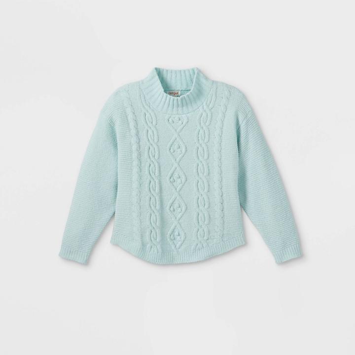 Girls' Cable Knit Mock Neck Pullover Sweater - Cat & Jack