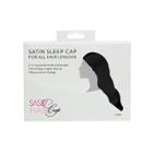 Sassy Hair Cap Long Satin Cap With Snap Clasp - Black
