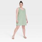 Women's Plus Size Terry Tank Dress - A New Day Green